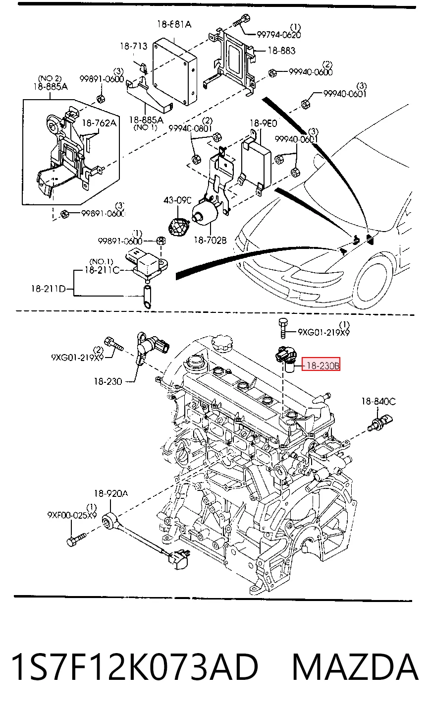 1S7F12K073AD Mazda Датчик розподільного вала