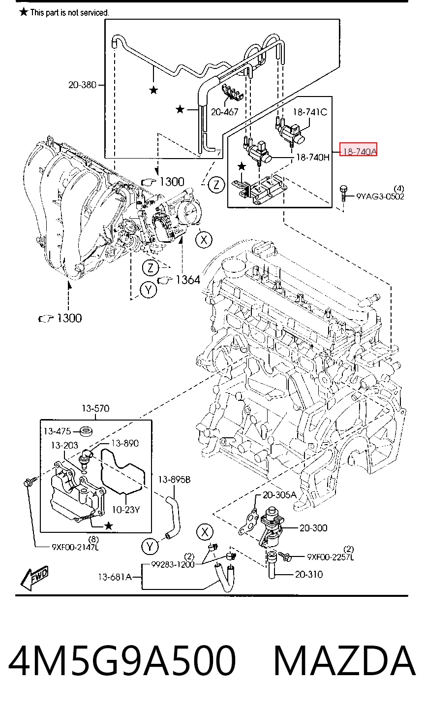 4M5G9A500 Mazda Клапан соленоїд регулювання заслонки EGR