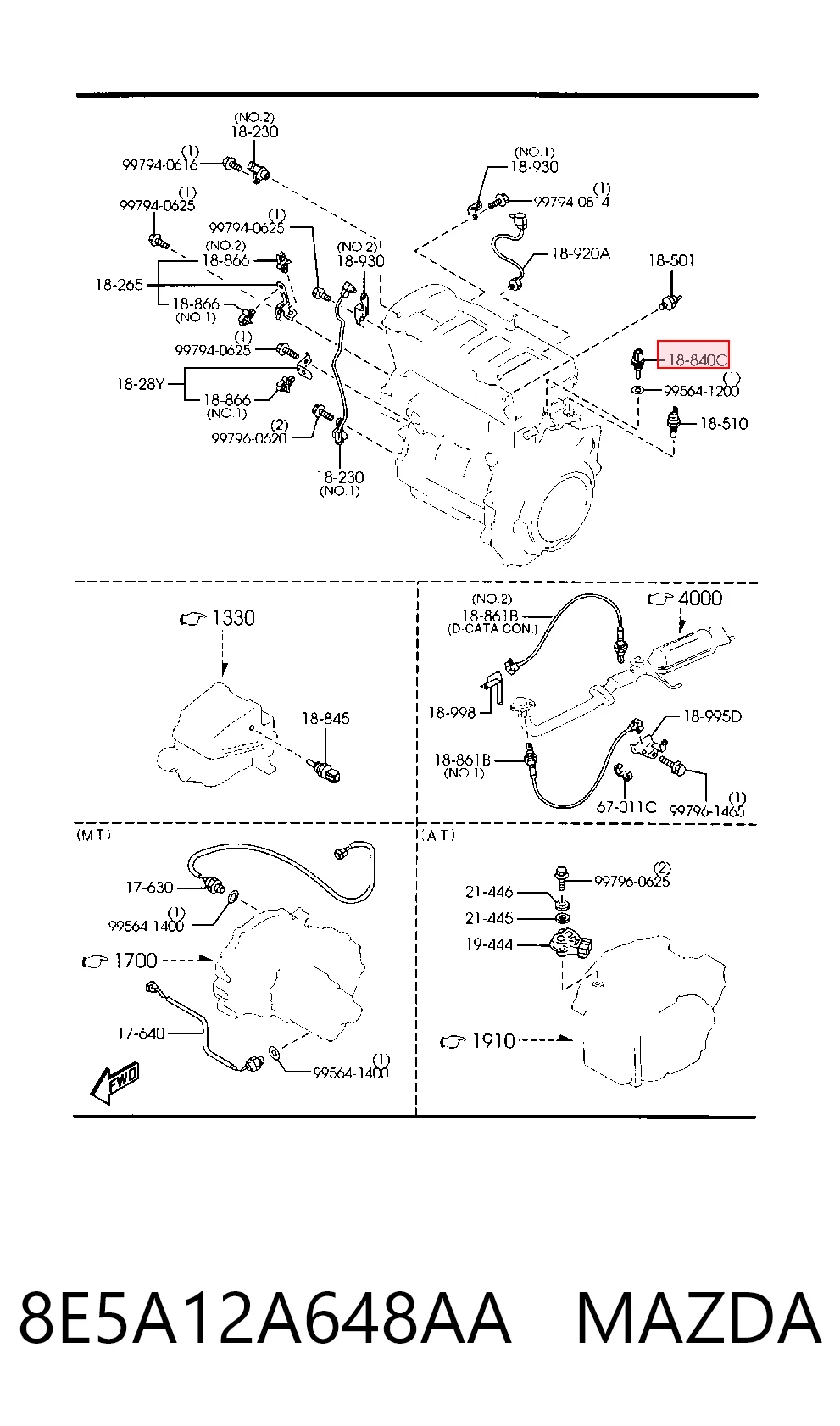 8E5A12A648AA Mazda Покажчик температури охолоджуючої рідини