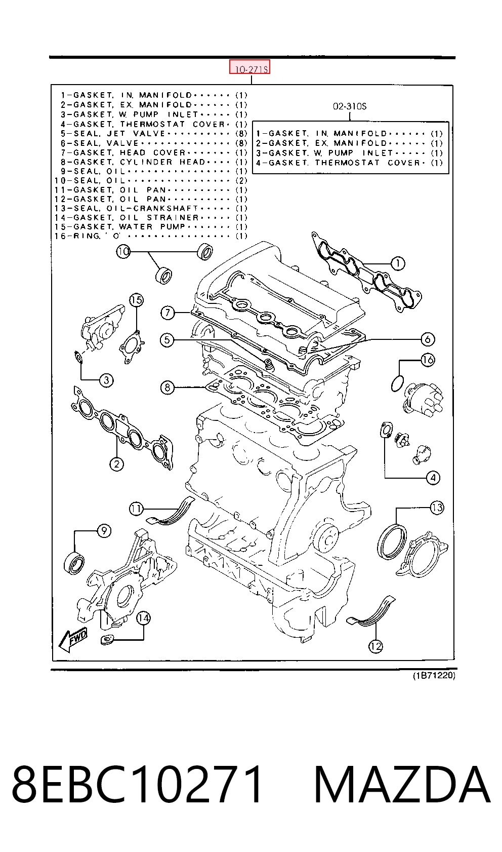 Комплект прокладок двигуна, повний Mazda 323 C V хетчбек (BA) (1994 - 1998) ціна, від 131.08 USD