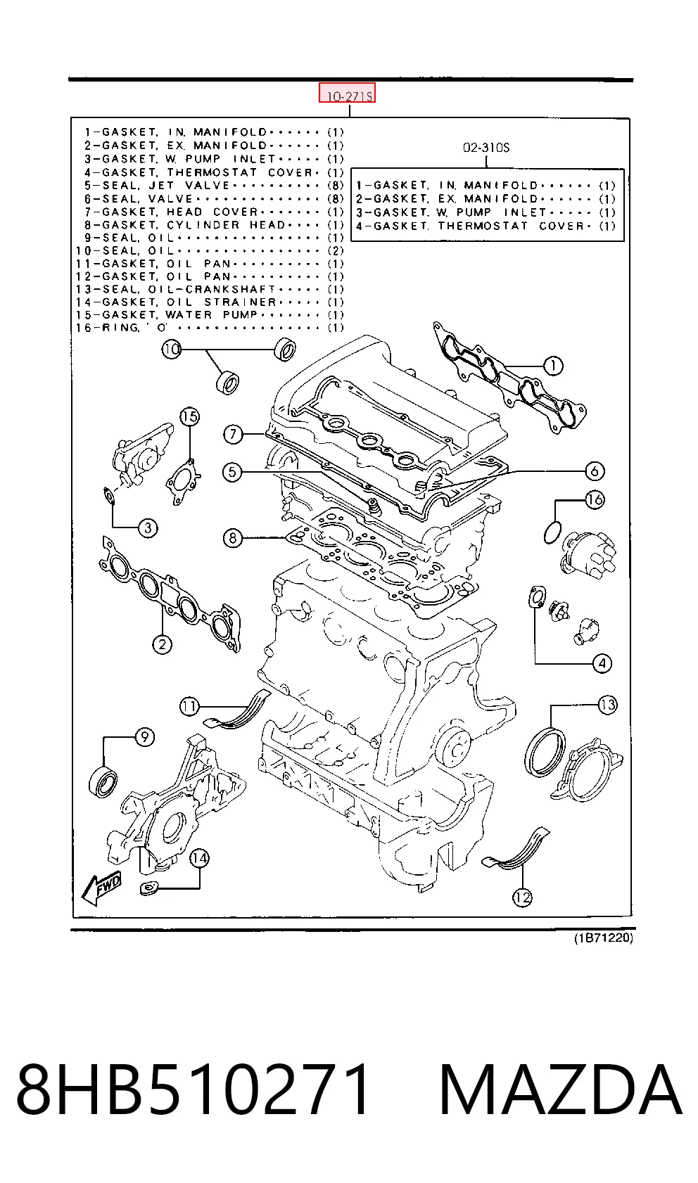 Купити Комплект прокладок Mazda 323 C V BA
