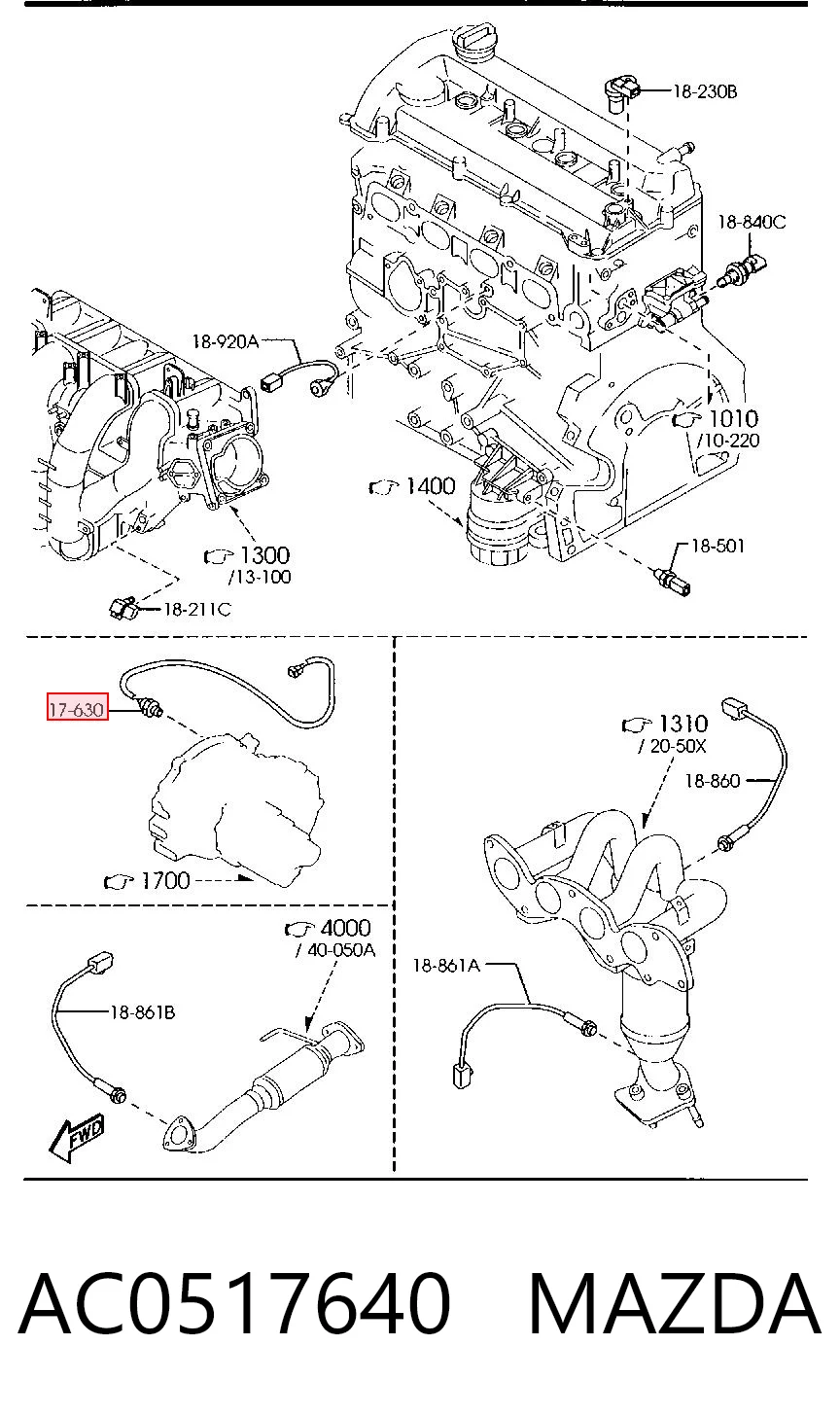 AC0517640 Mazda Датчик включення ліхтарів заднього ходу