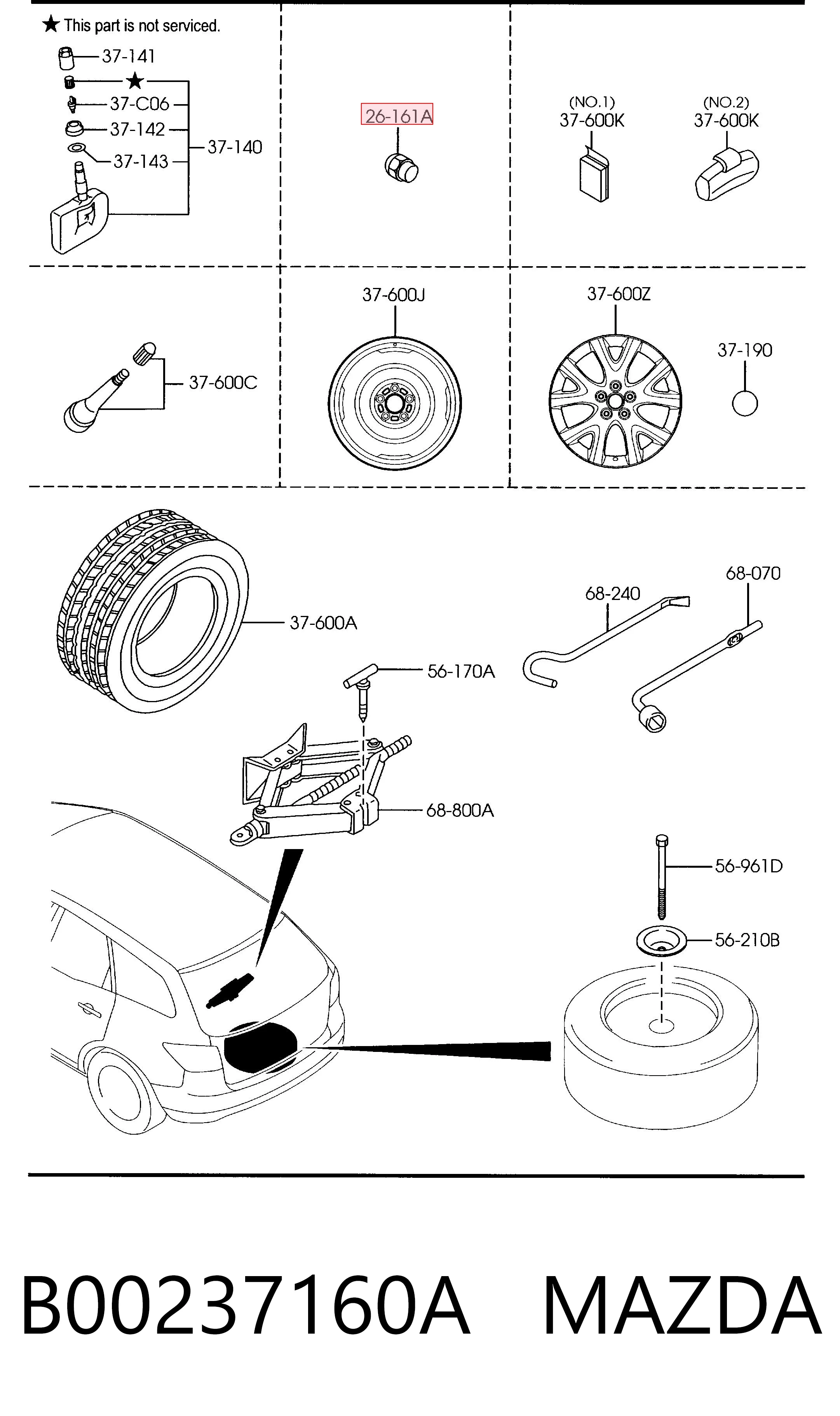 B00237160A Mazda Гайка колеса