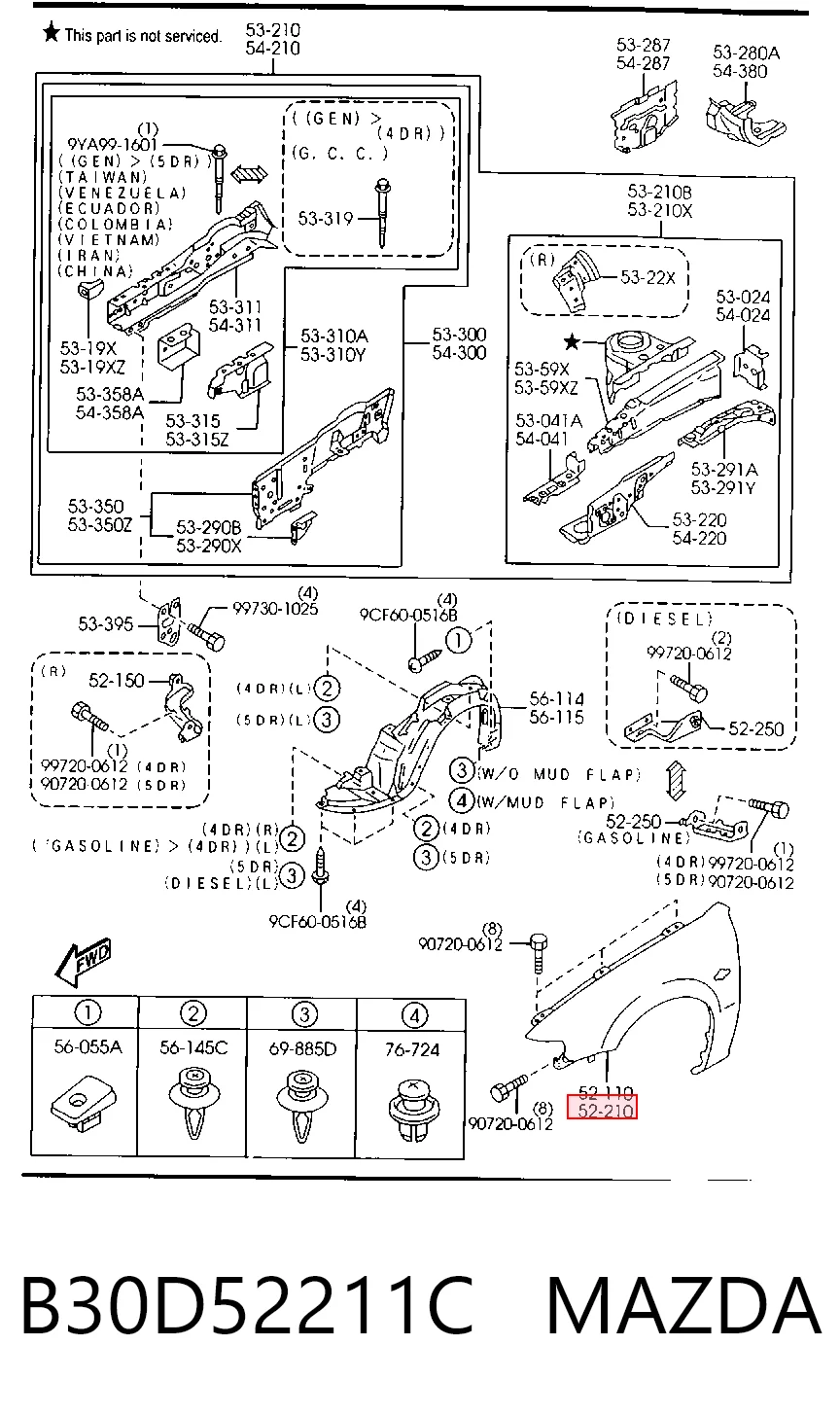 Ліве переднє крило Mazda 323 F VI хетчбек (BJ) (1998 - 2003) ціна, від 38.01 USD