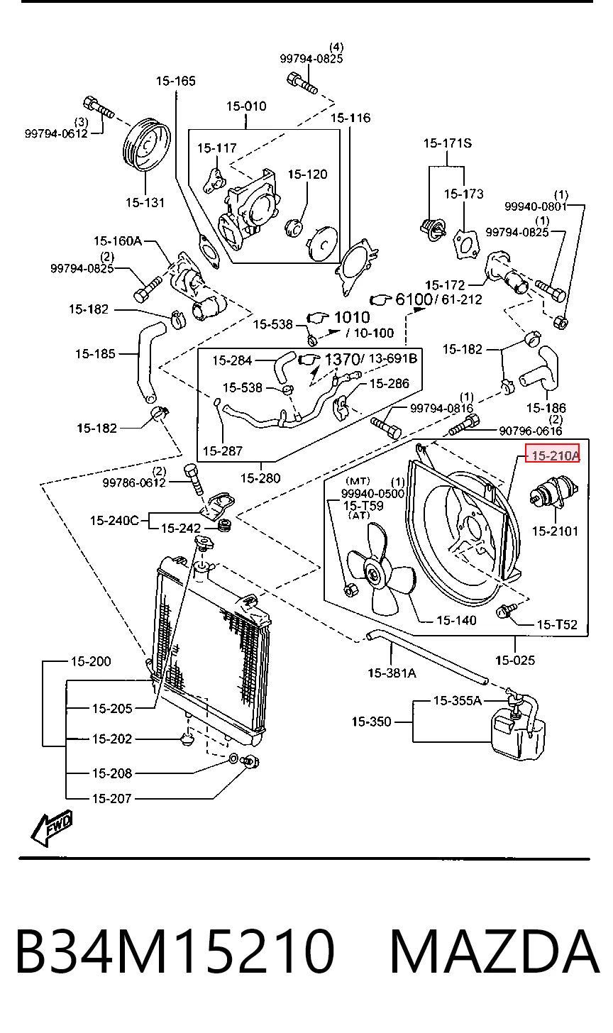 Дифузор (кожух) радіатора охолодження Mazda Demio DW