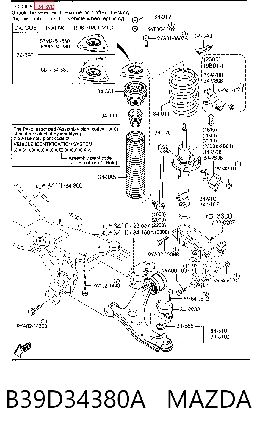 B39D34380A Mazda Кріплення переднього амортизатора