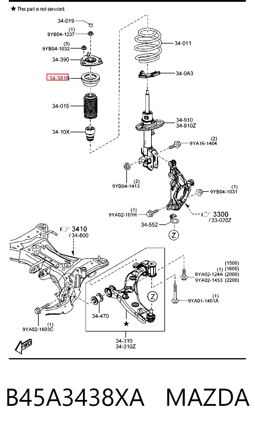 B45A3438XA Mazda Підшипник опори амортизатора