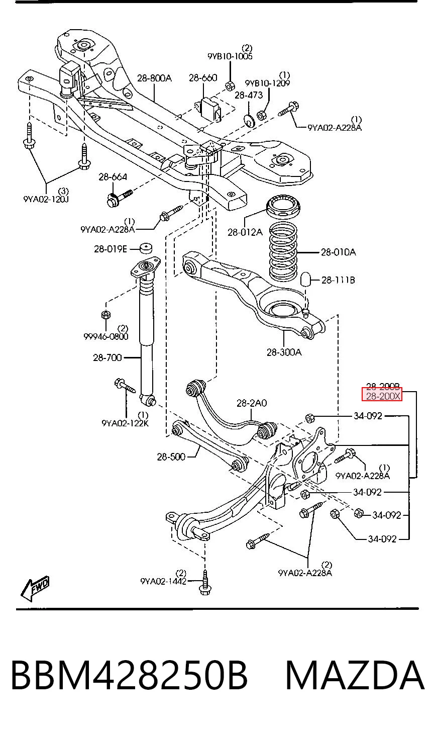 BBM428250B Mazda Цапфа поворотна ліва