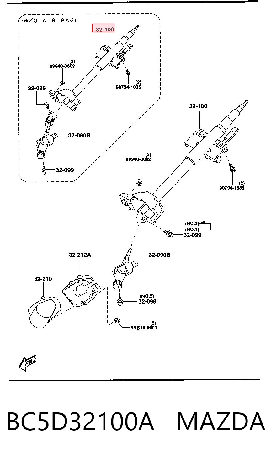 Колонка рульового управління на Mazda 323 S V BA