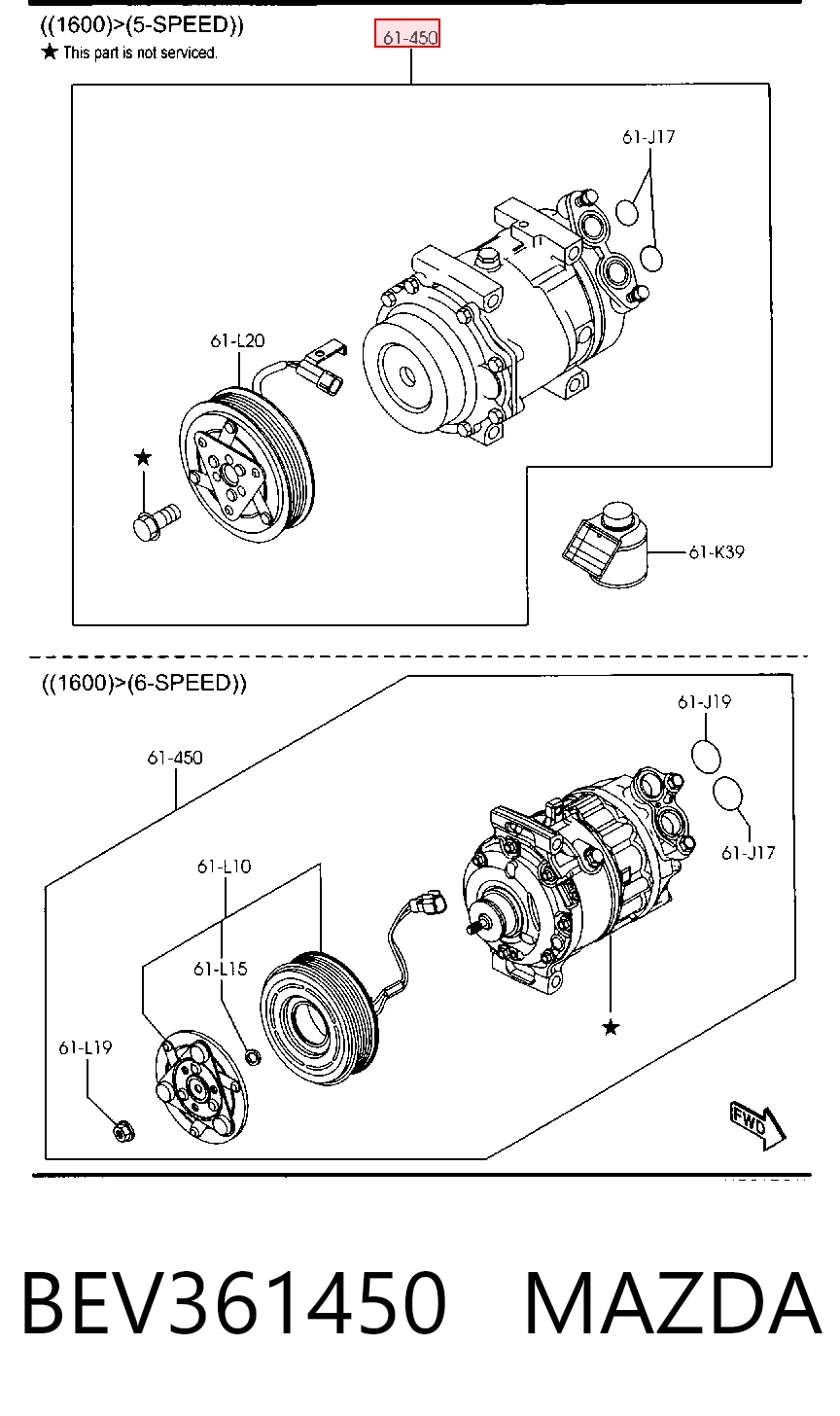 BEV361450 Mazda Компресор холодоагенту