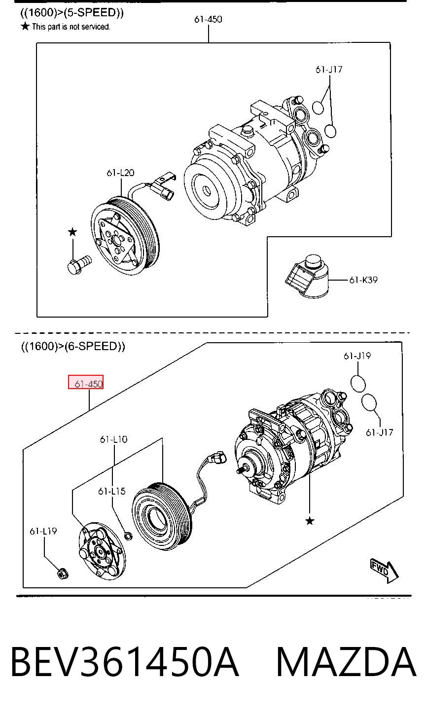BEV361450A Mazda Компресор холодоагенту