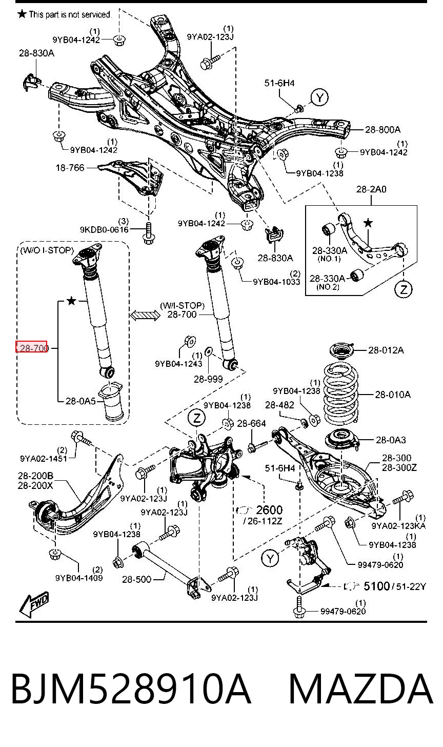 Амортизатор задній Mazda 3 BM, BN