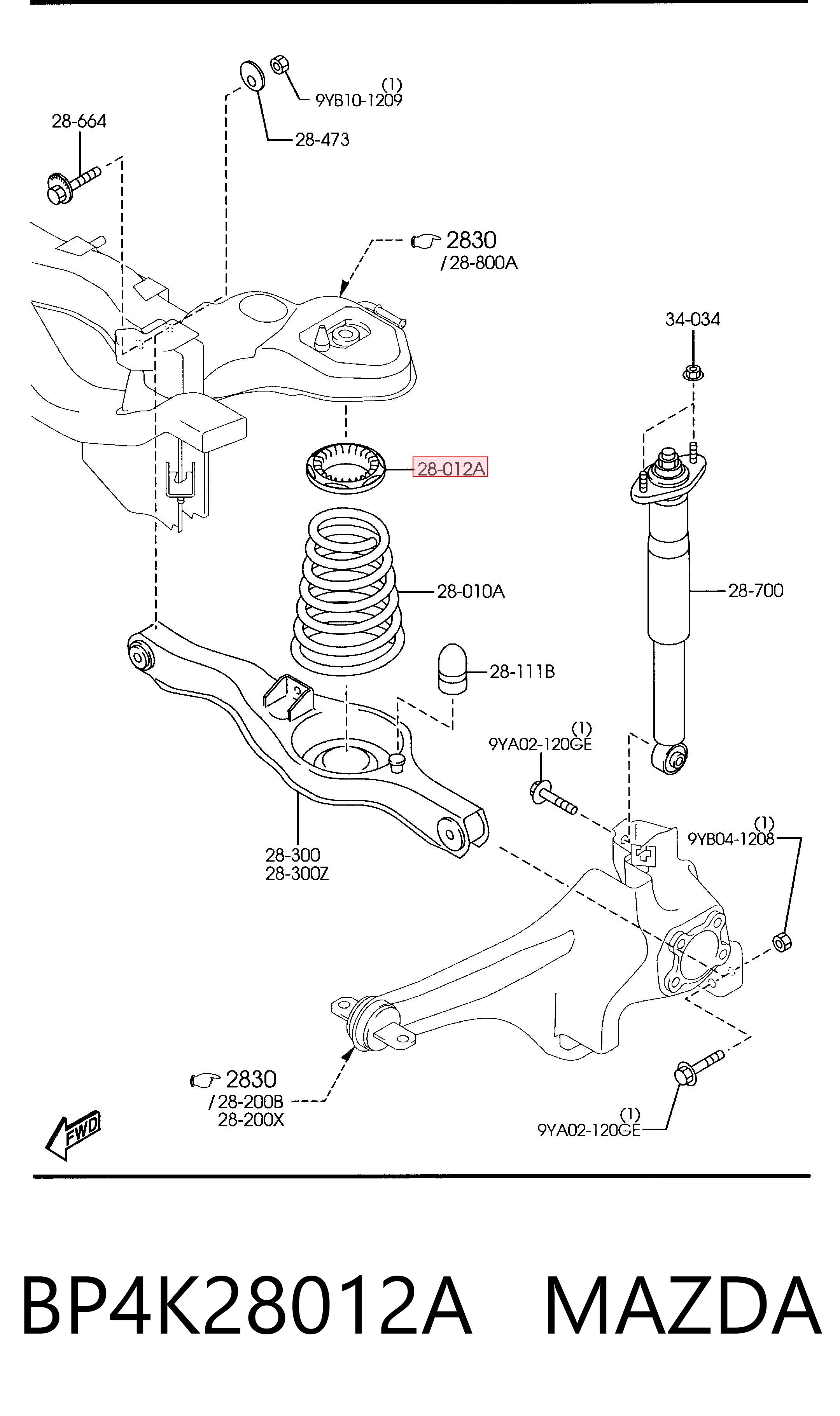 BP4K28012A Mazda Проставка (гумове кільце) пружини задньої, верхня