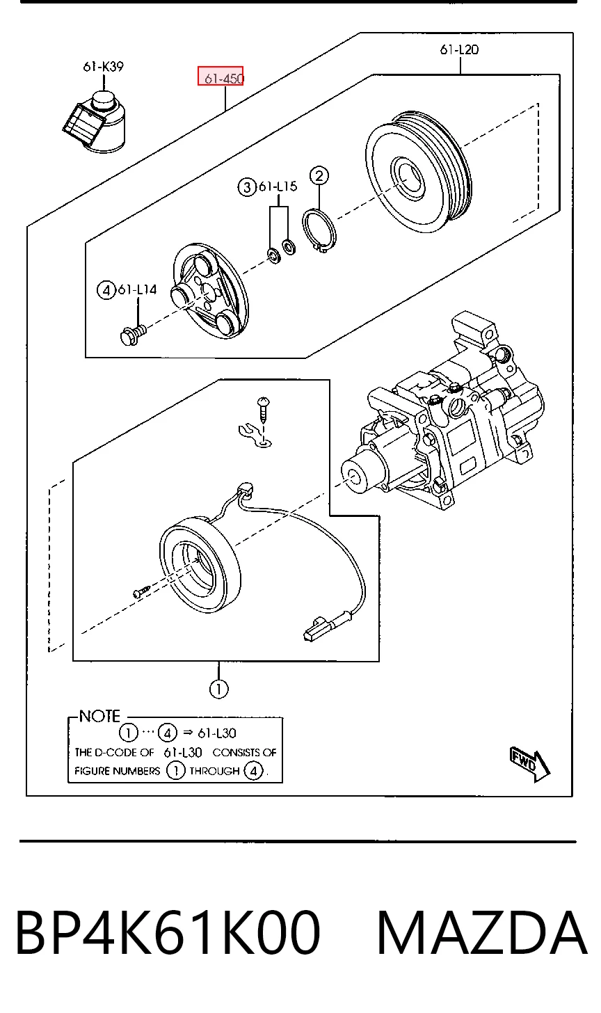 BP4K61K00 Mazda Компресор холодоагенту