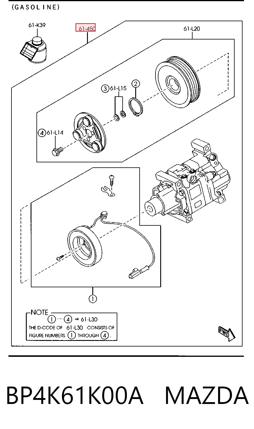 BP4K61K00A Mazda Компресор холодоагенту