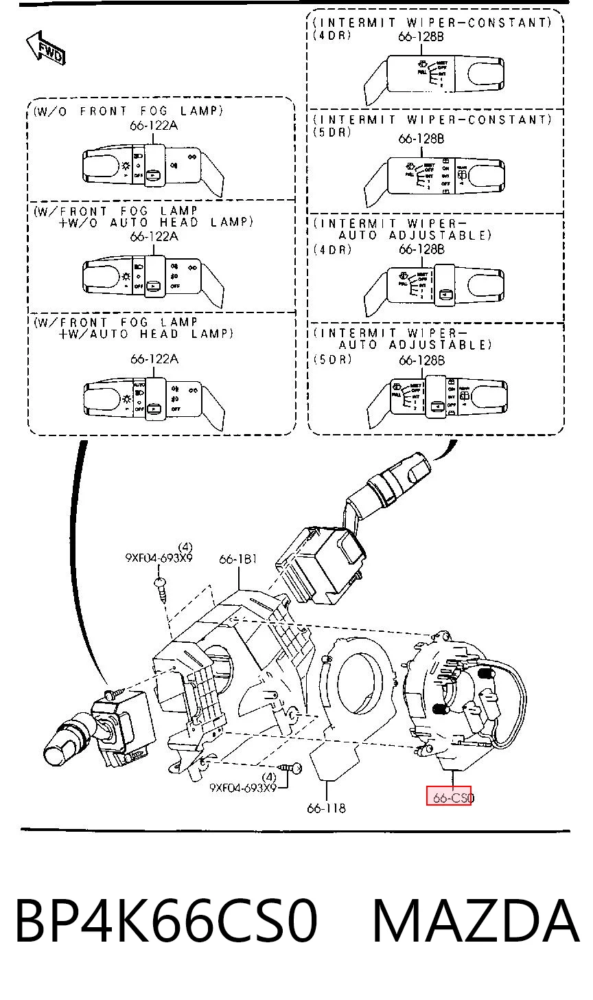 BP4K66CS0 Mazda Шлейф Airbag