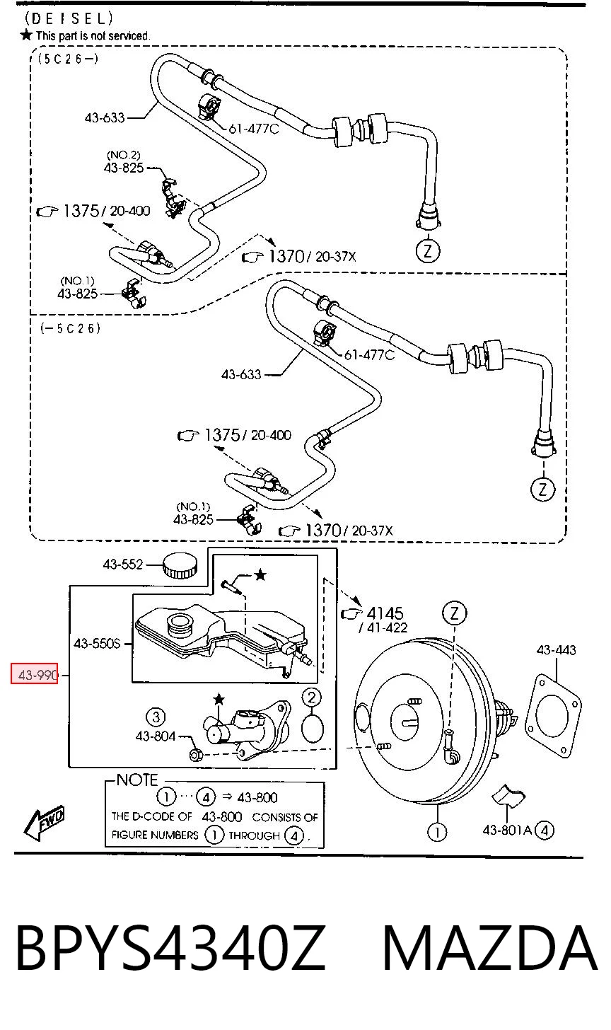 BPYS4340Z Mazda Циліндр гальмівний, головний