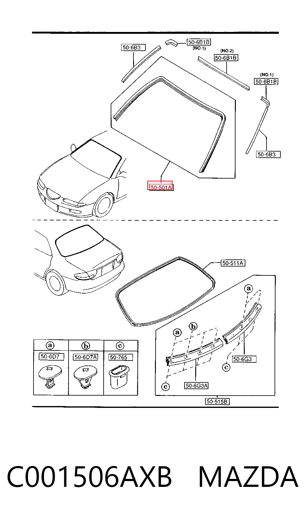 Молдинг лобового скла Mazda Xedos 6 CA