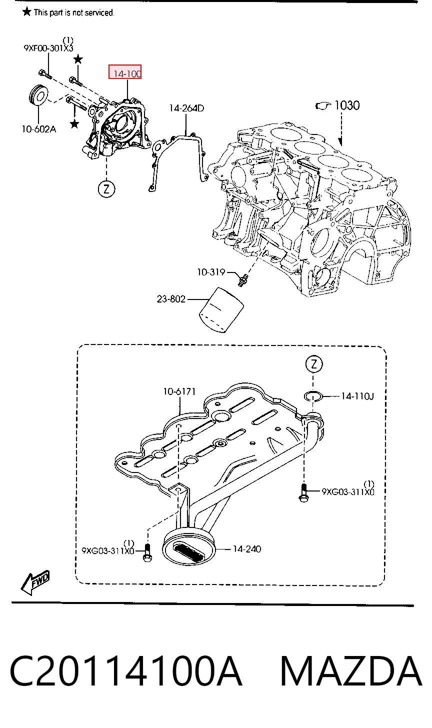 Масляний насос двигуна на Mazda 2 I DY