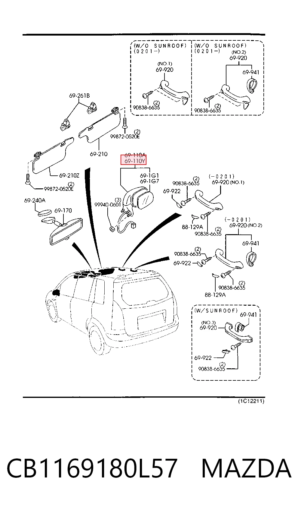 Дзеркало заднього виду, ліве на Mazda Premacy  CP