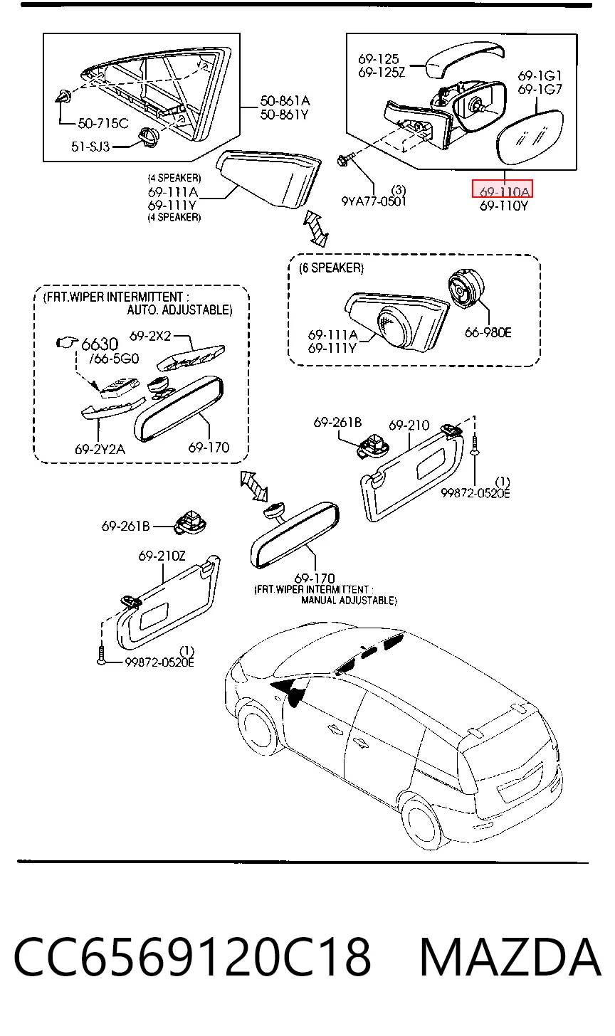 Праве дзеркало заднього виду на Mazda 5 I CR
