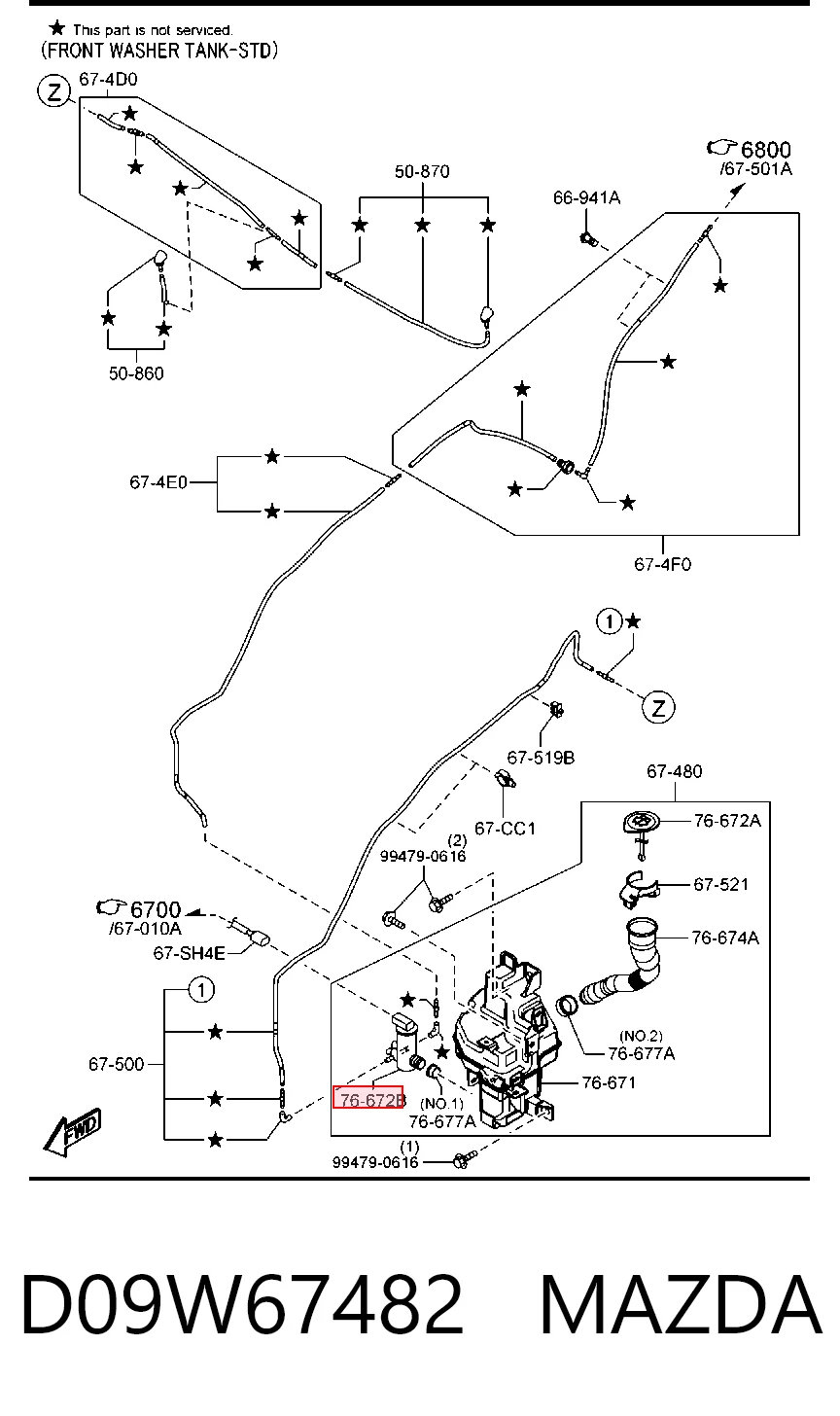 D09W67482 Mazda Моторчик омивача скла передній/задній