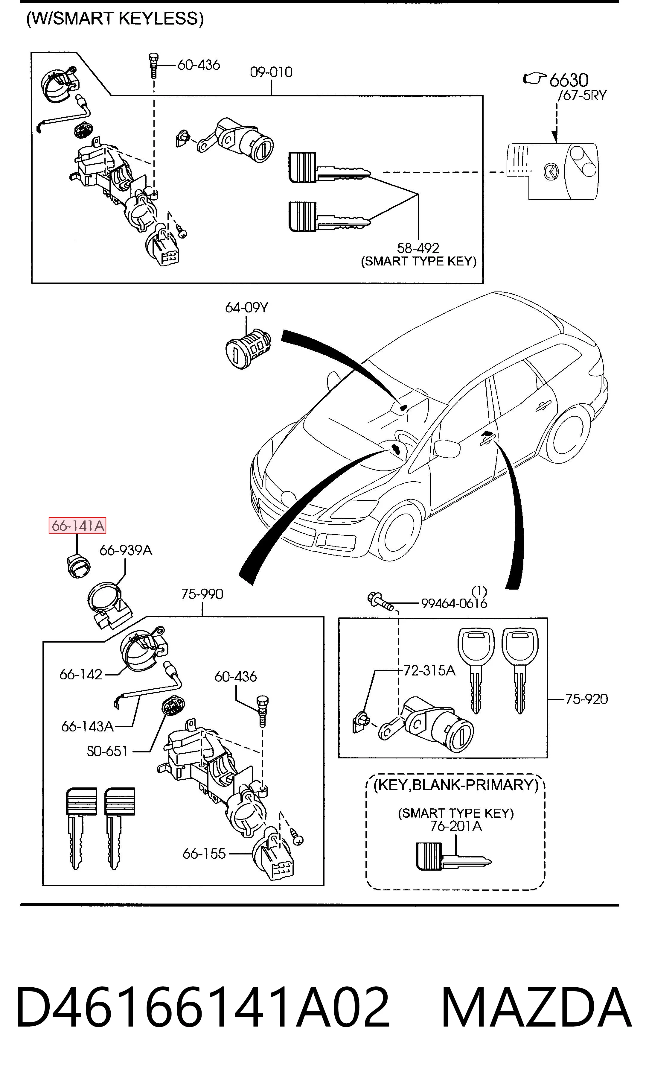 D46166141A02 Mazda Кнопка запуску двигуна