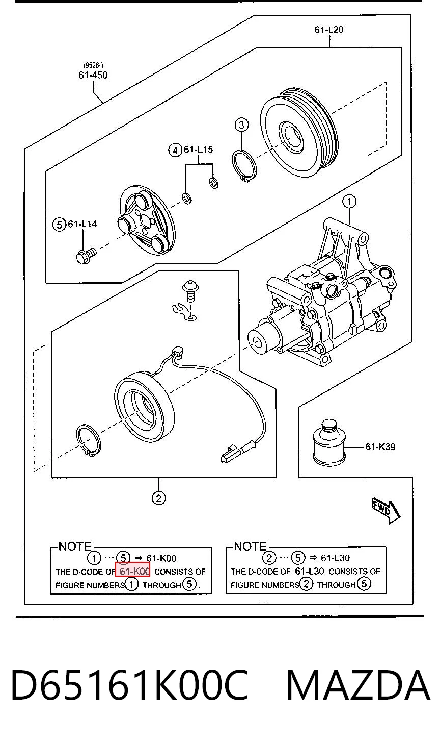 D65161K00C Mazda Компресор холодоагенту