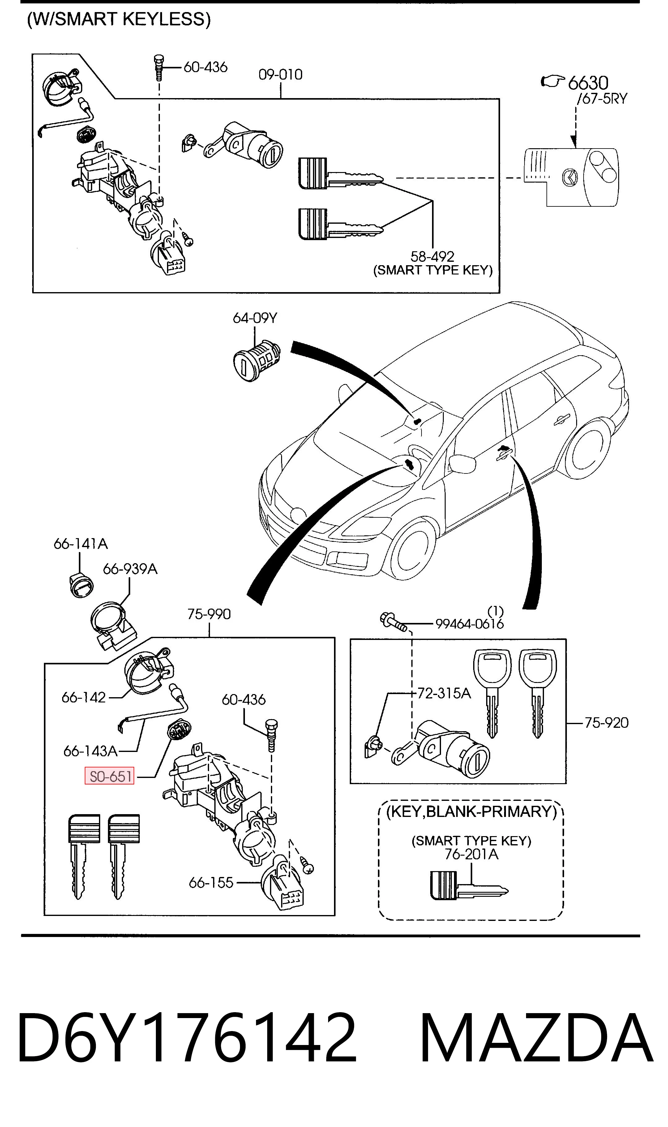 D6Y176142 Mazda Кнопка запуску двигуна