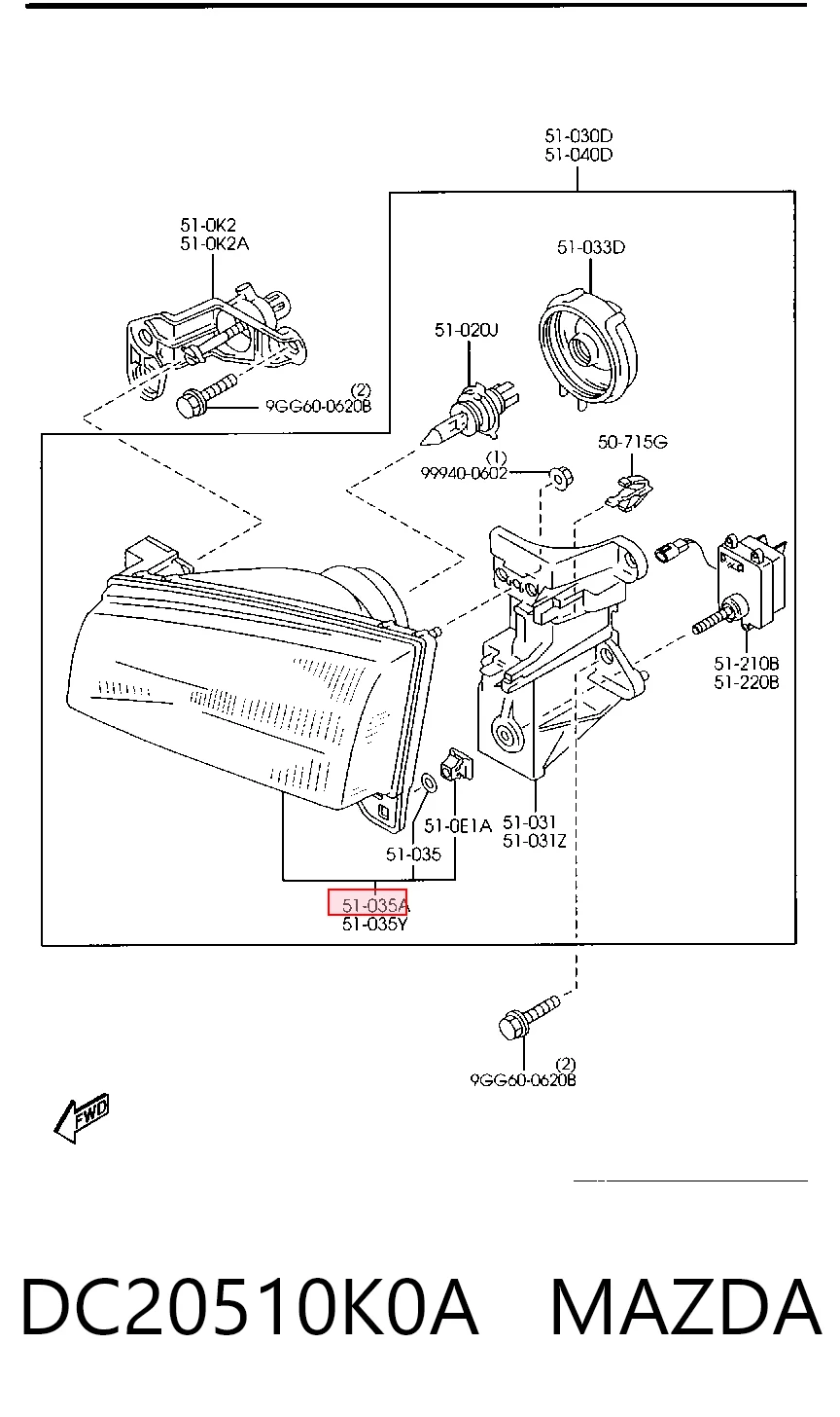 Фара права Mazda Demio DW