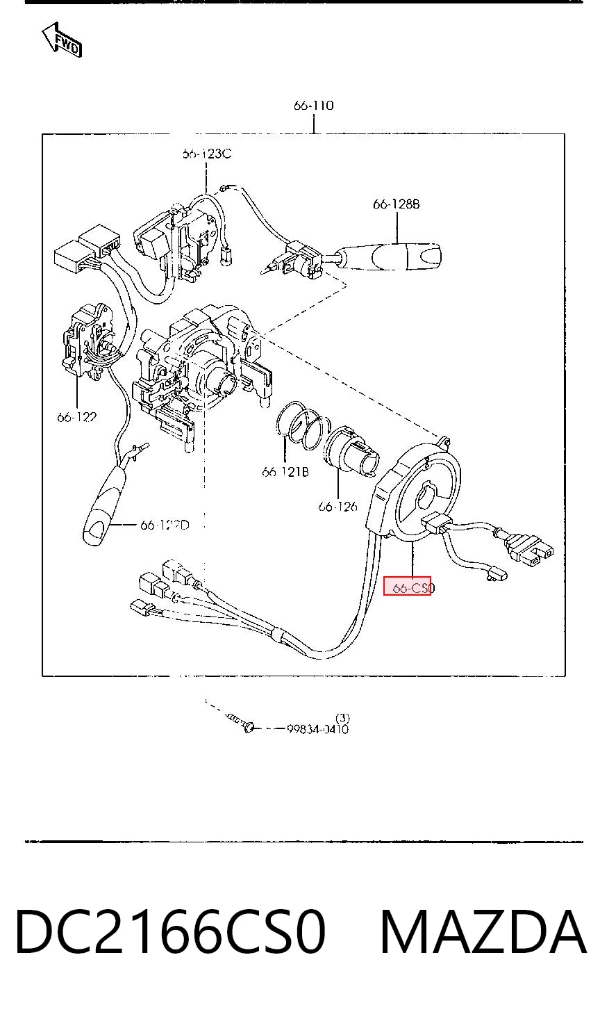 Кільце контактне, шлейф руля Mazda Demio DW