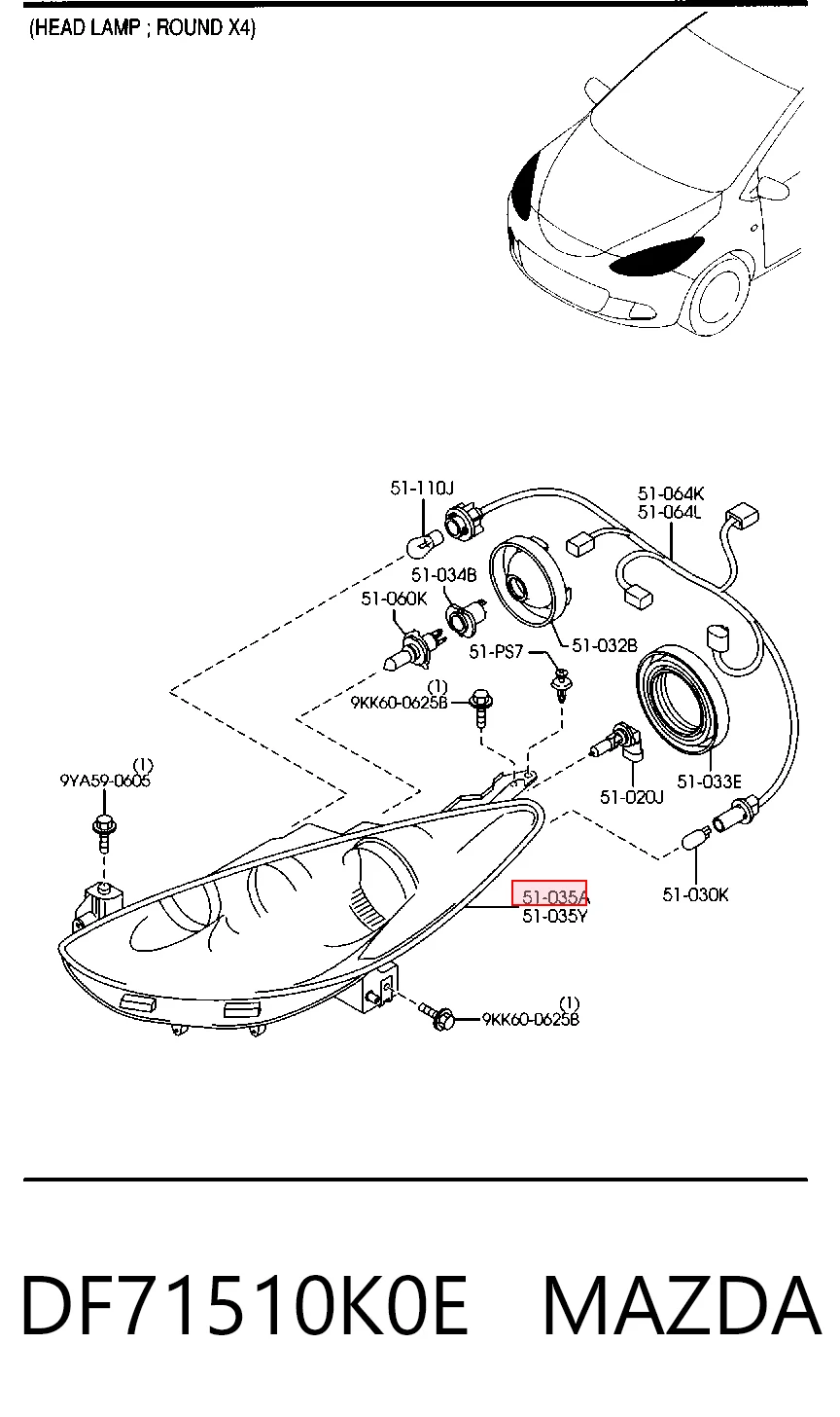 Фара правая Mazda 2 II хетчбек (DE) (2007 - 2014) ціна, від 181.37 USD