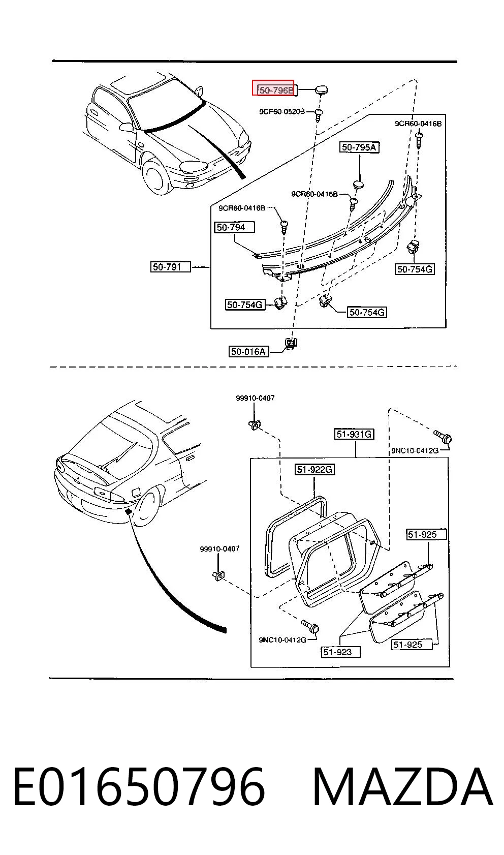 E01650796 Mazda Автомобільне скло