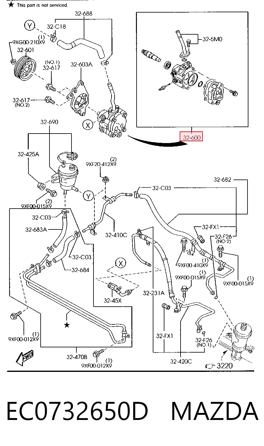 EC0732650D Mazda Насос гідропідсилювача