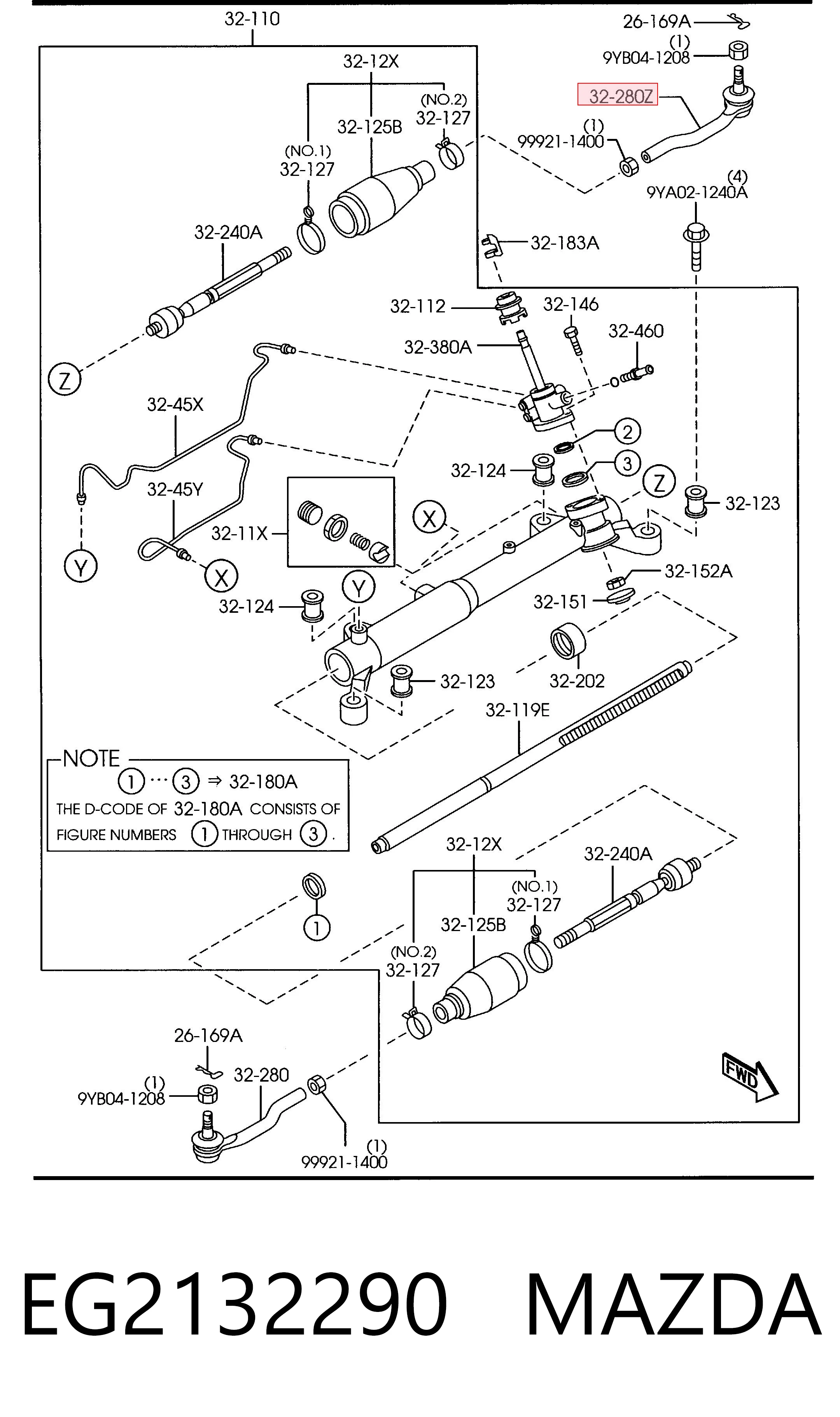 EG2132290 Mazda Зовнішній наконечник рульової тяги