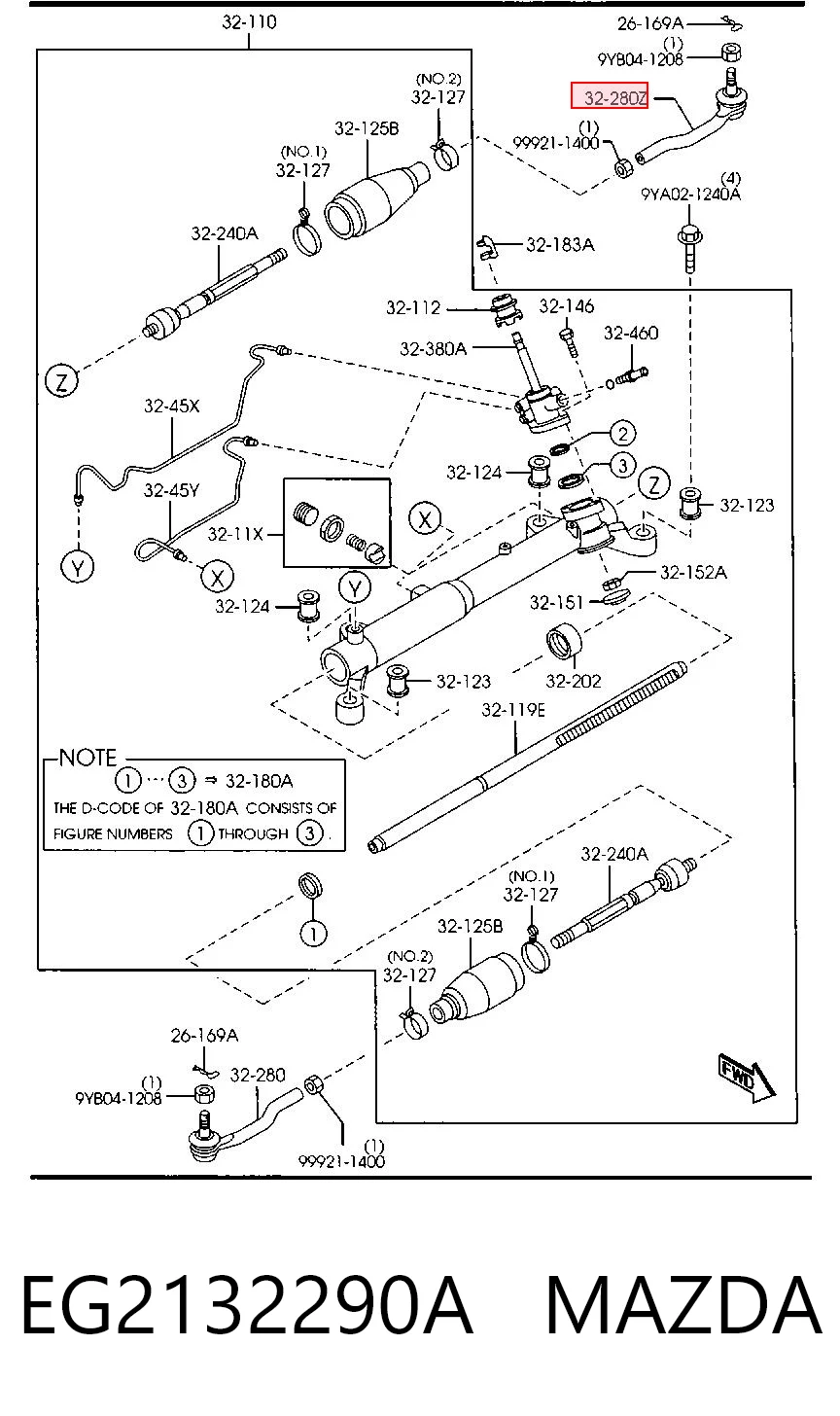 EG2132290A Mazda Зовнішній наконечник рульової тяги