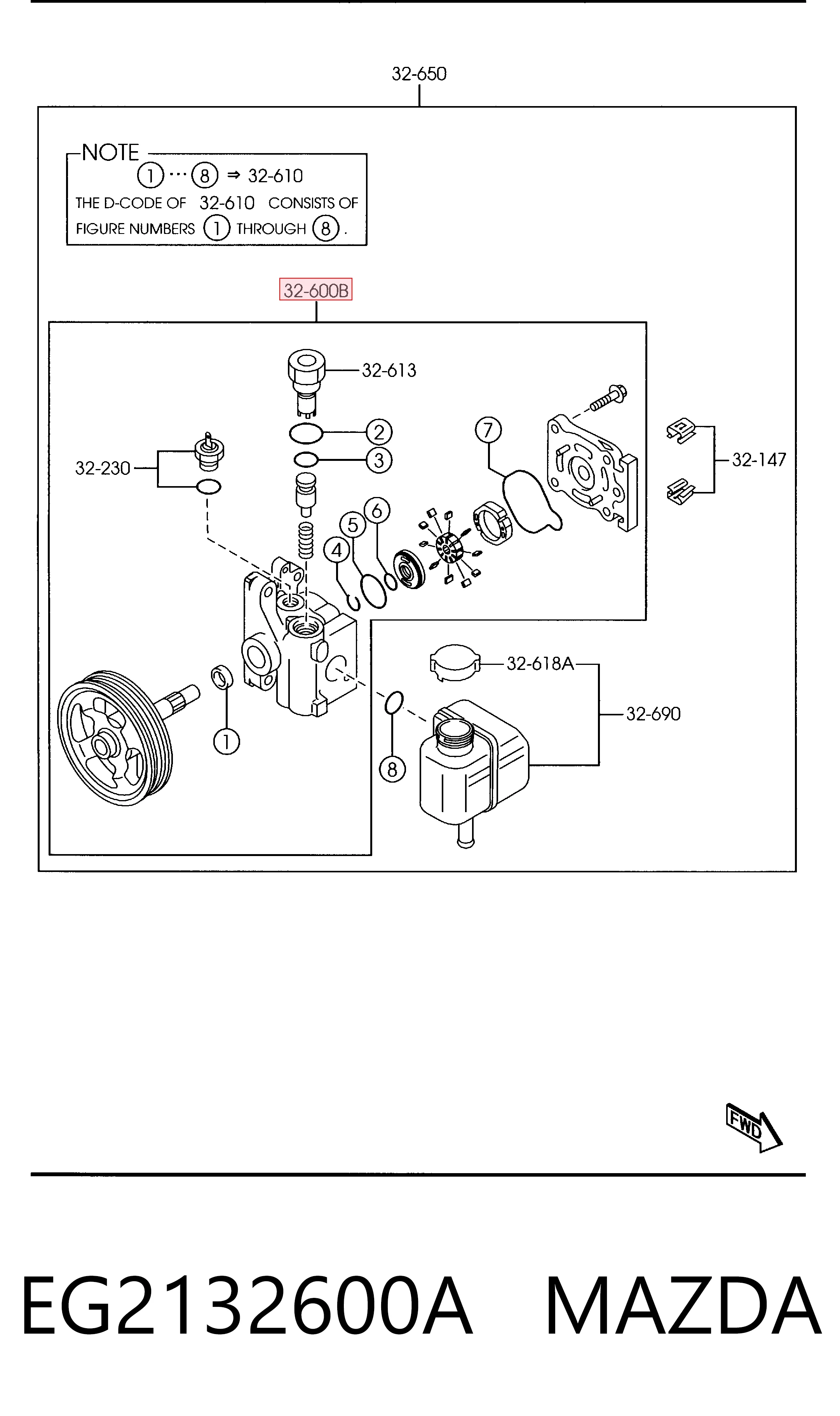 EG2132600A Mazda Насос гідропідсилювача