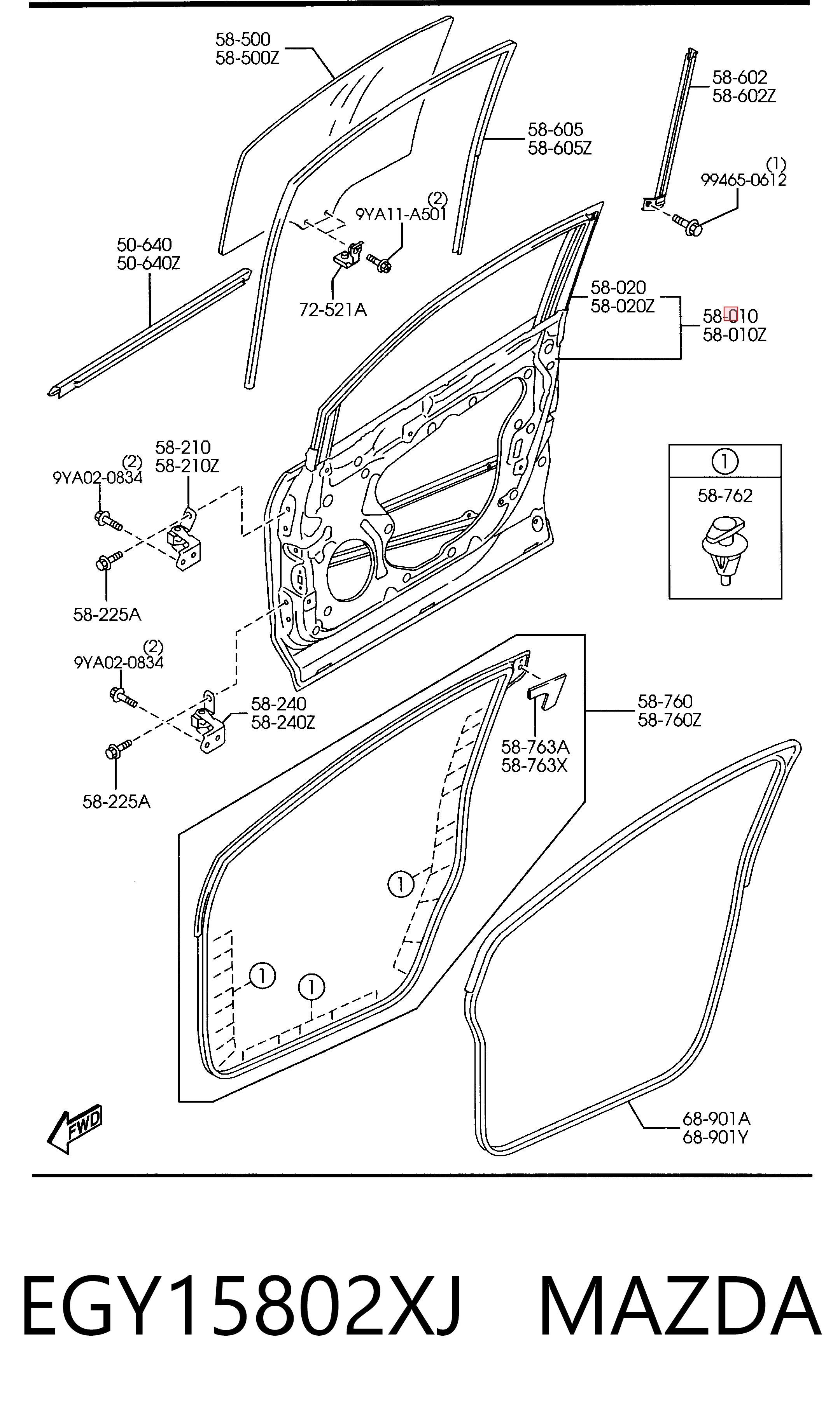 Пасажирські передні двері на Mazda CX-7  ER