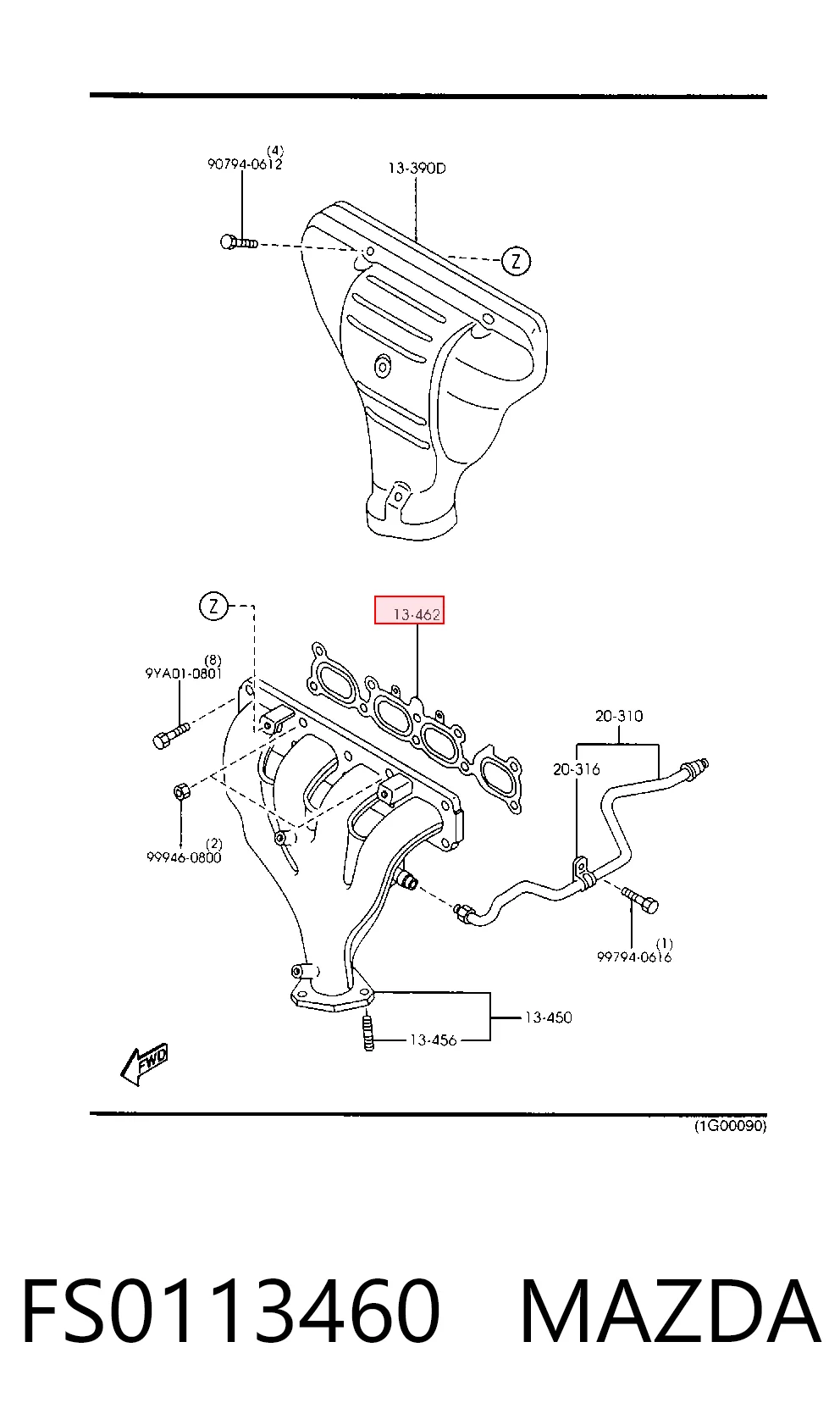 Прокладка колектора на Mazda 626 IV GE