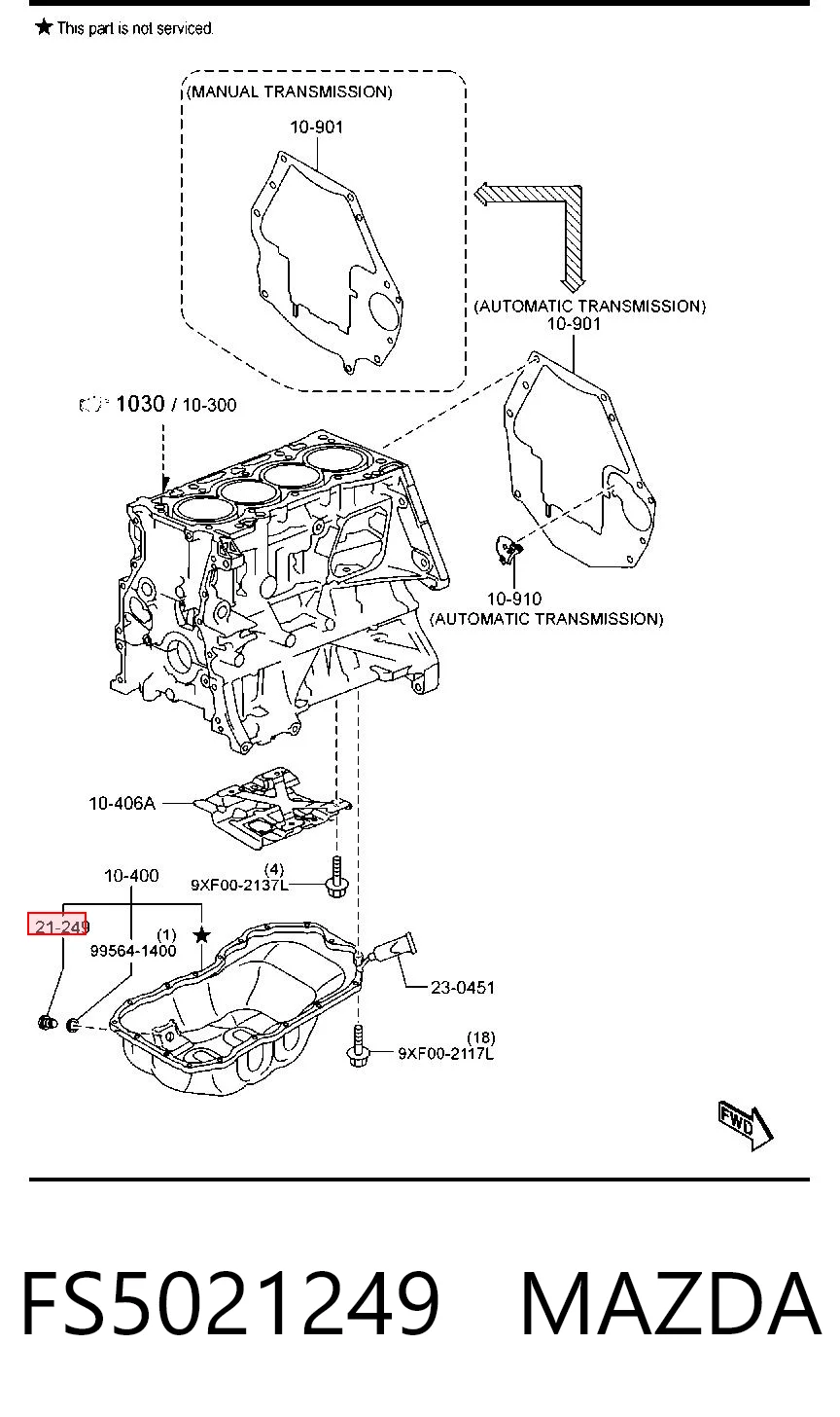 FS5021249 Mazda Пробка піддона двигуна