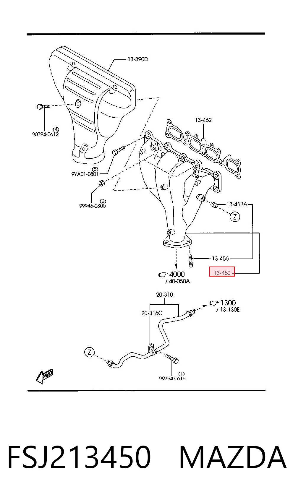 Газопроводи (колектор випускний) на Mazda 626 IV GE
