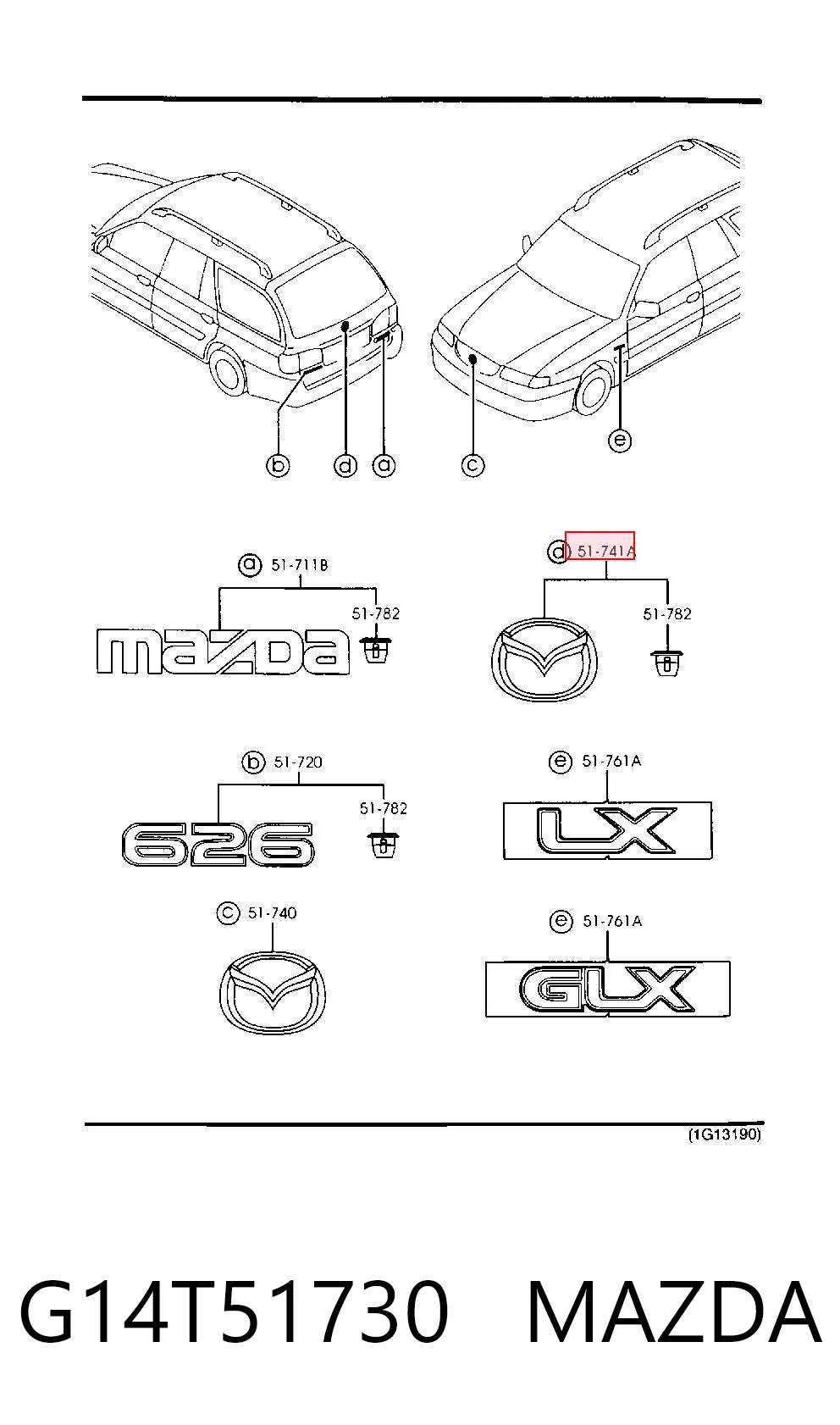 Емблема кришки багажника, фірмовий значок Mazda 626 5 GW