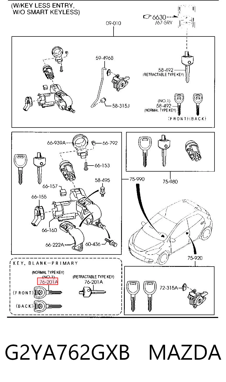 G2YA762GXB Mazda Заготівля ключа