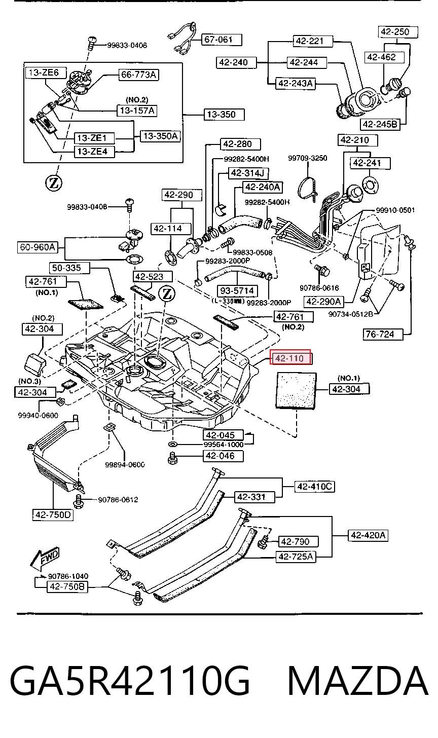 Бак паливний на Mazda 626 IV GE