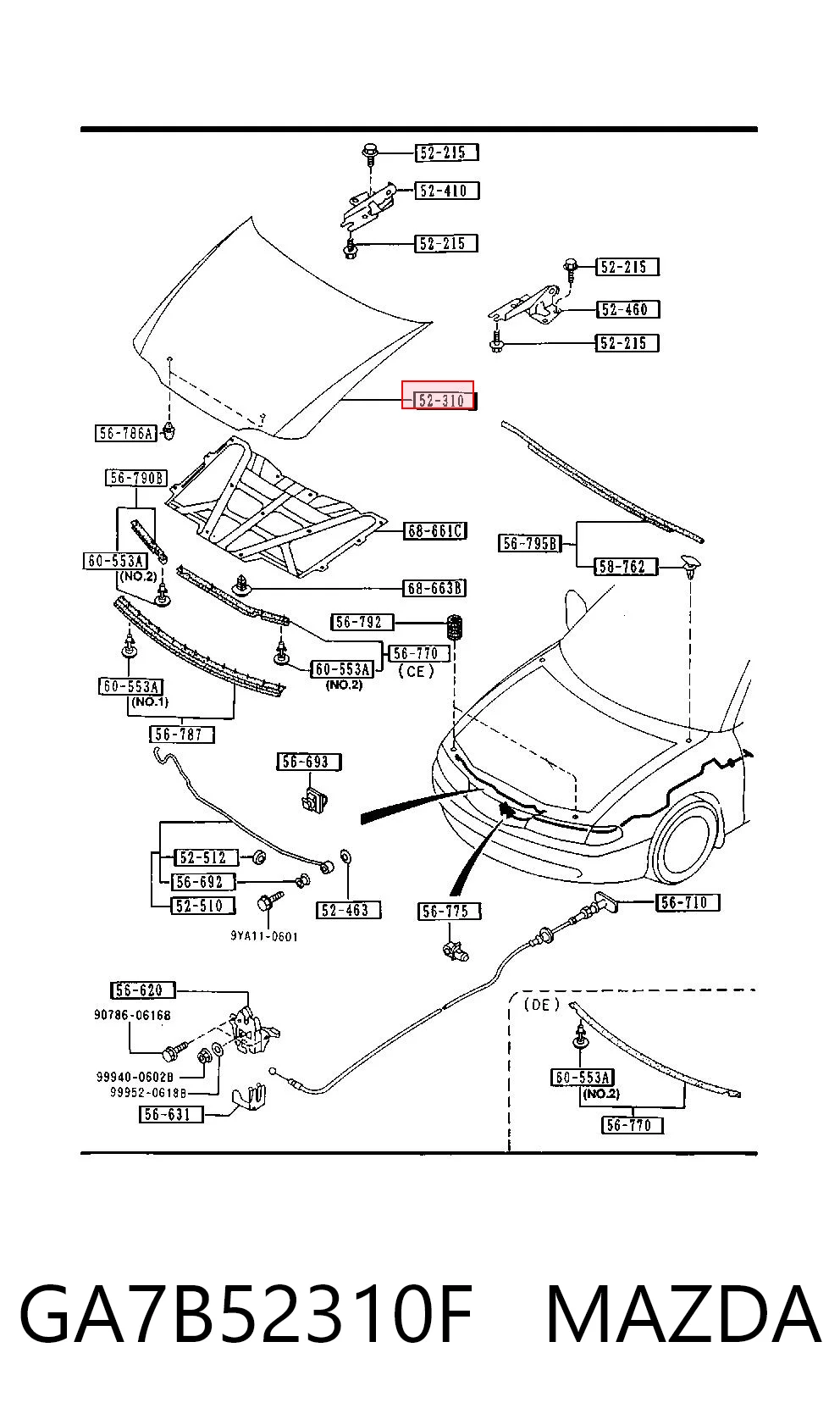 Капот на Mazda 626 IV GE