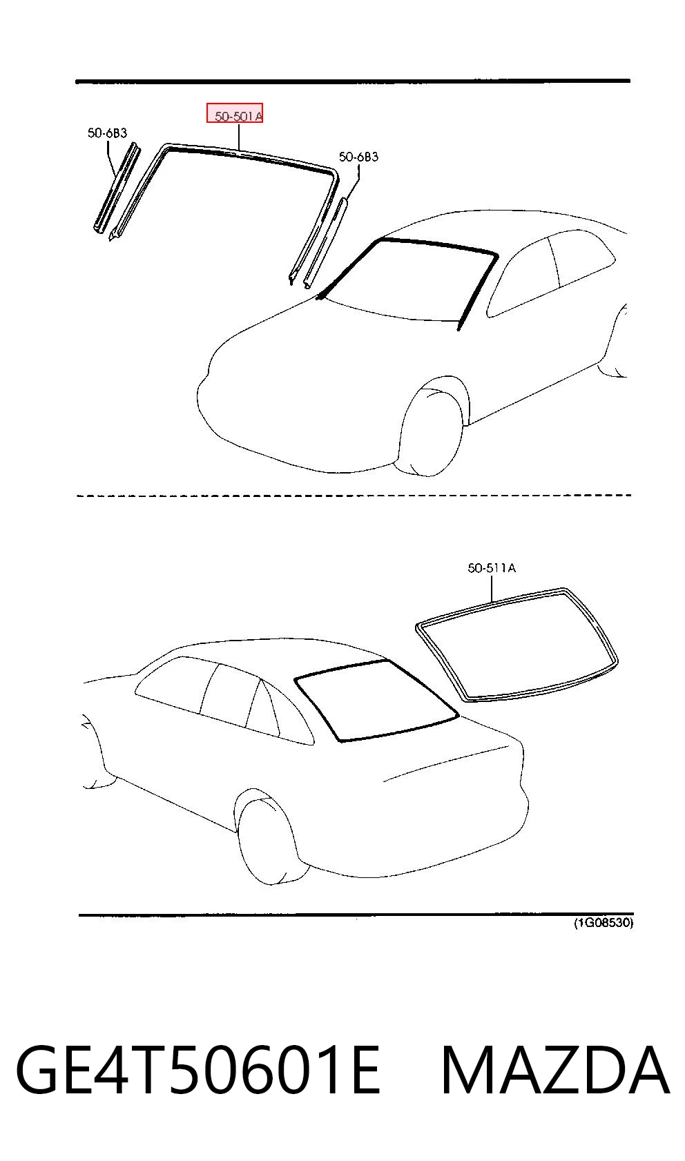 Прокладка лобового скла на Mazda 626 V GF