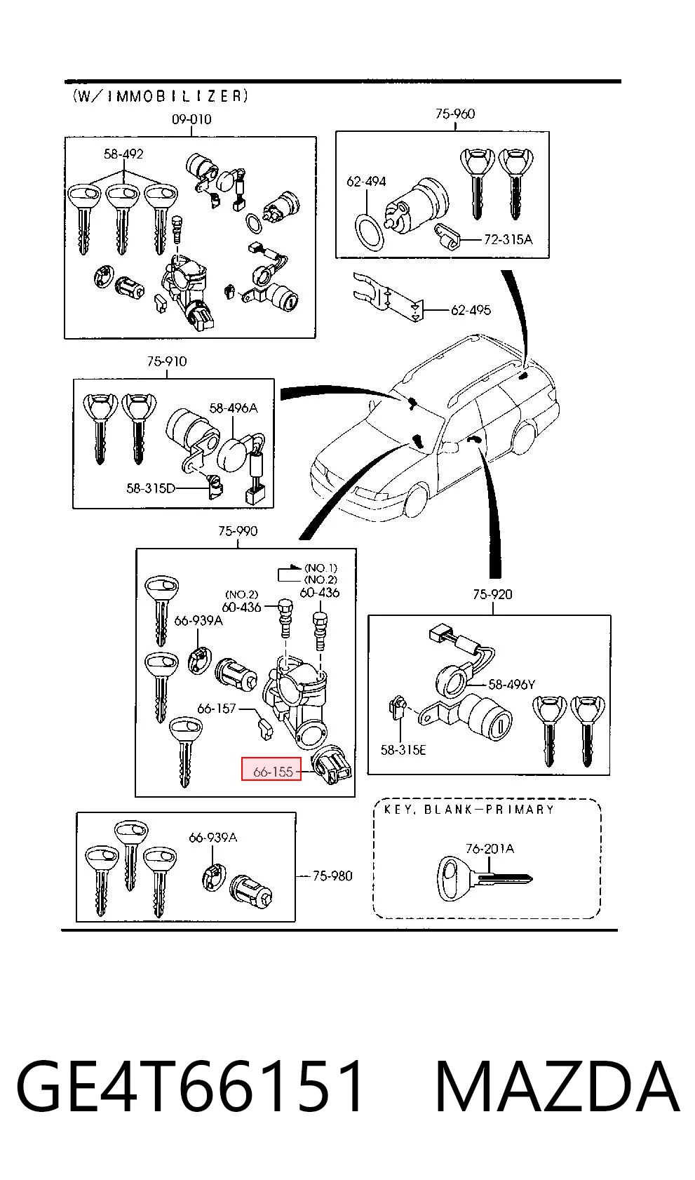 GE4T66151 Mazda Контактна група замка