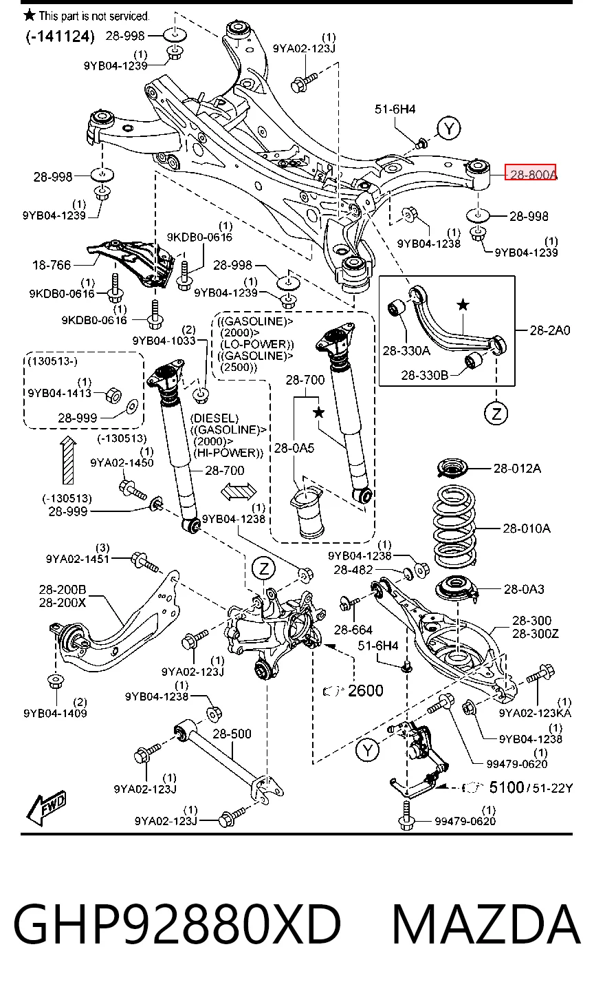 Балка задньої підвіски поперечна Mazda 6 седан (GJ, GL) (2012 - 2023) ціна, від 31.78 USD