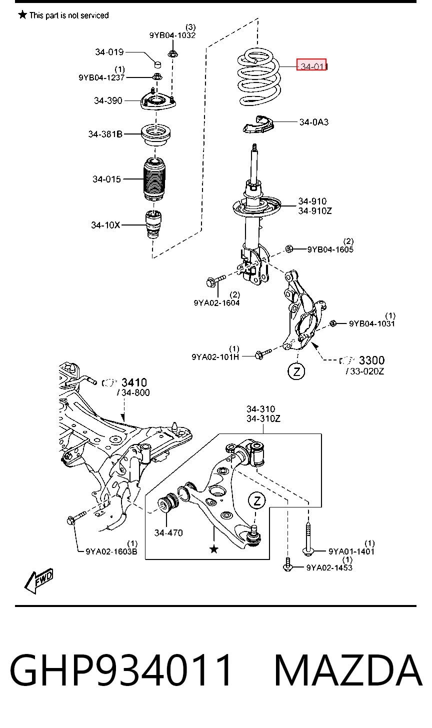 Пружина передня Mazda 6 седан (GJ, GL) (2012 - 2023) ціна, від 44.49 USD