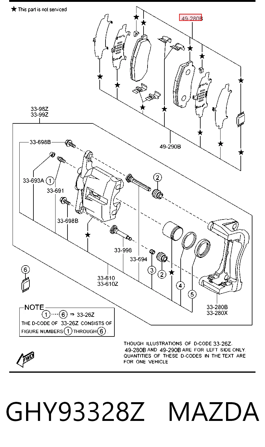 GHY93328Z Mazda Передні гальмівні колодки